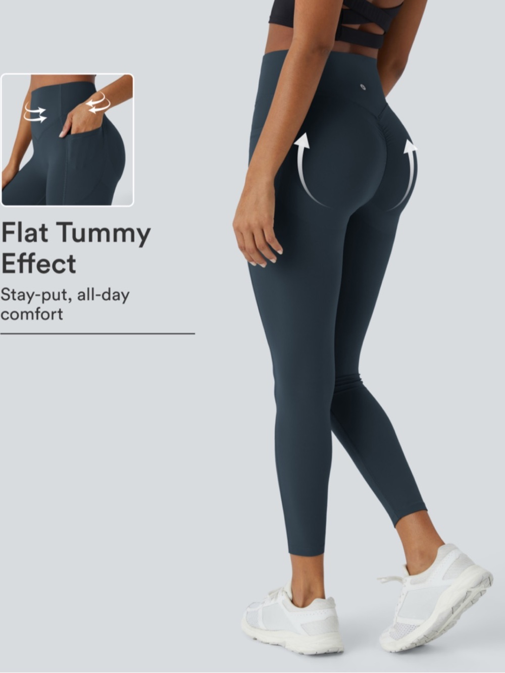 NWT Halara UltraSculpt High Waisted Pocket Leggings Carbon Blue Size M